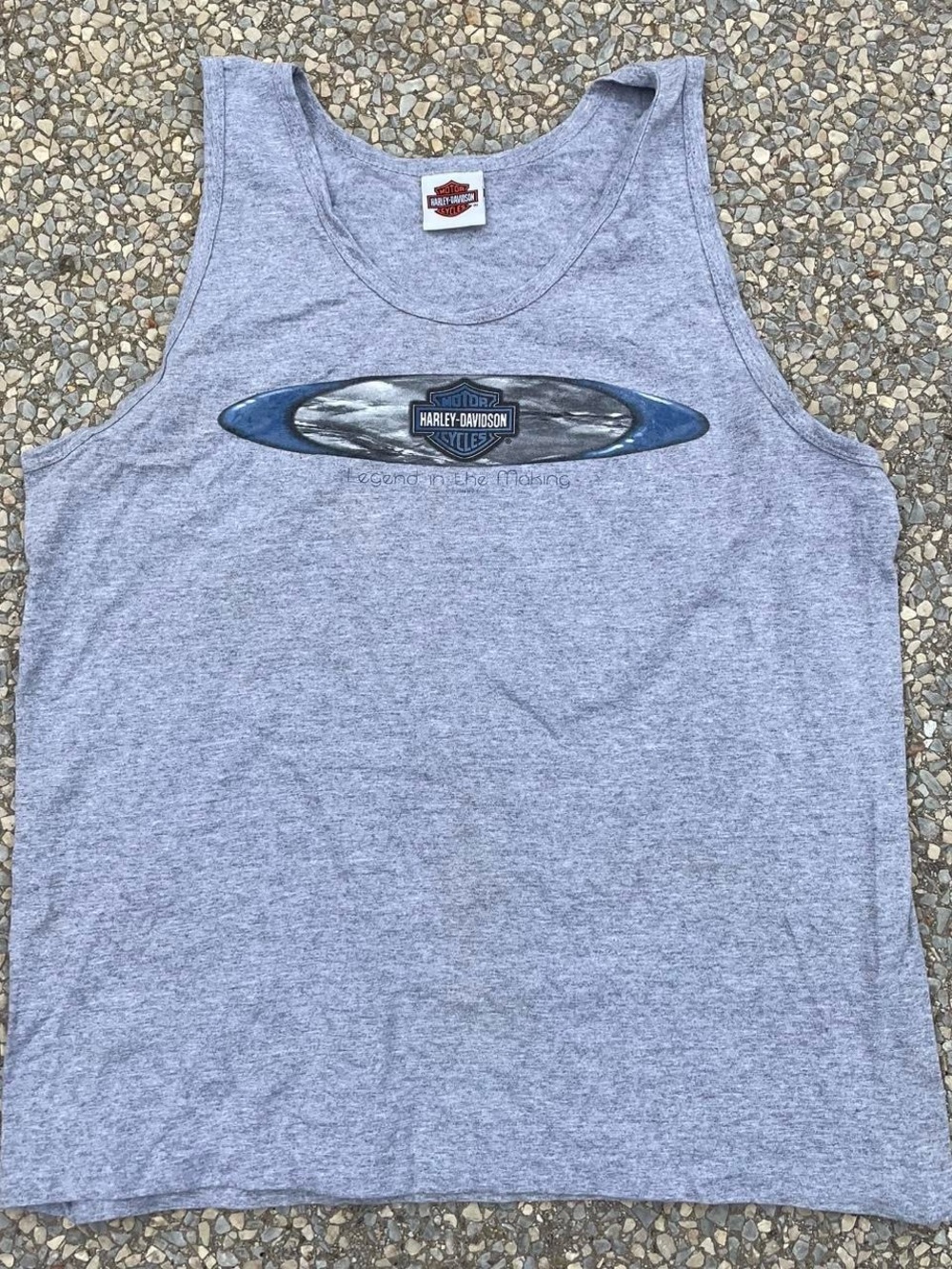 Harley-Davidson Vintage 2003 Gray Tank Top with Blue Logo Accent